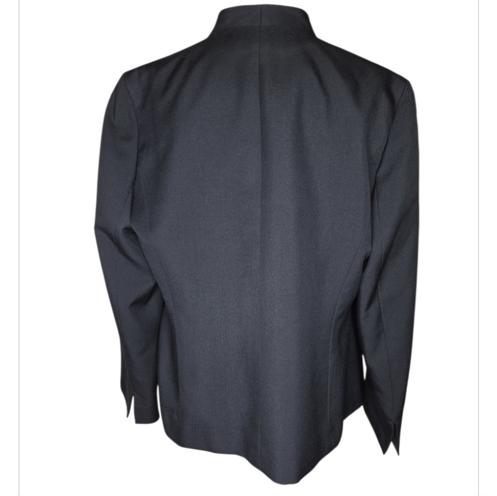 Kasper Women's Black High Neck Collarless Blazer Jacket Cuffable Sleeve Size 16W - Picture 2 of 9